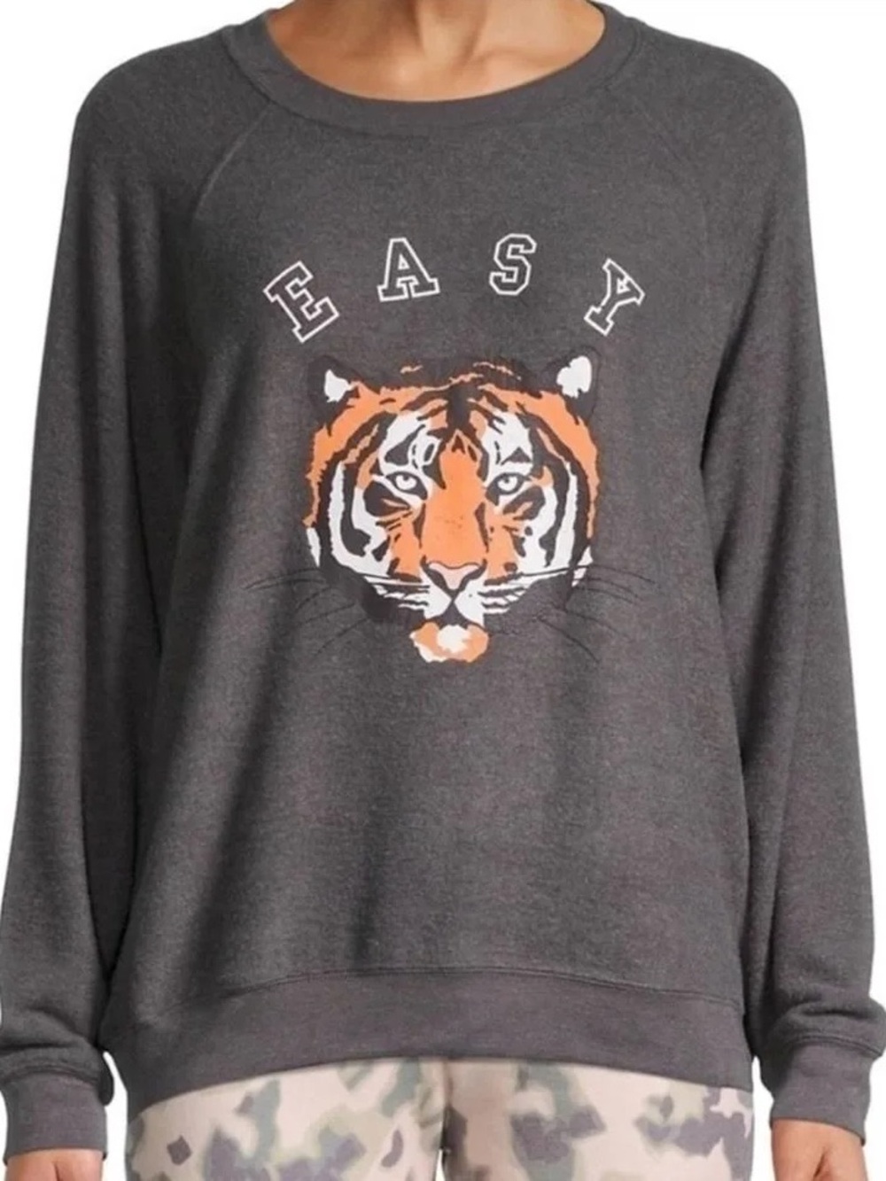 Wildfox Easy Tiger Sommers Sweatshirt Size Large Asphalt Gray Pullover NWT